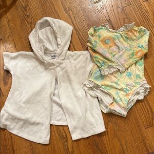 Floral Baby Romper and White Hooded Cover-Up